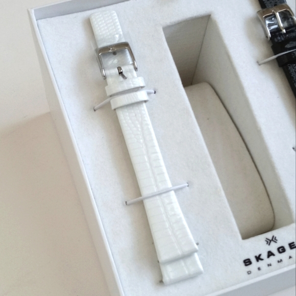 Set of Skagen Watch Wrist Bands / Watch Straps Black & White Set of 2 (Denmark) - Picture 5 of 16